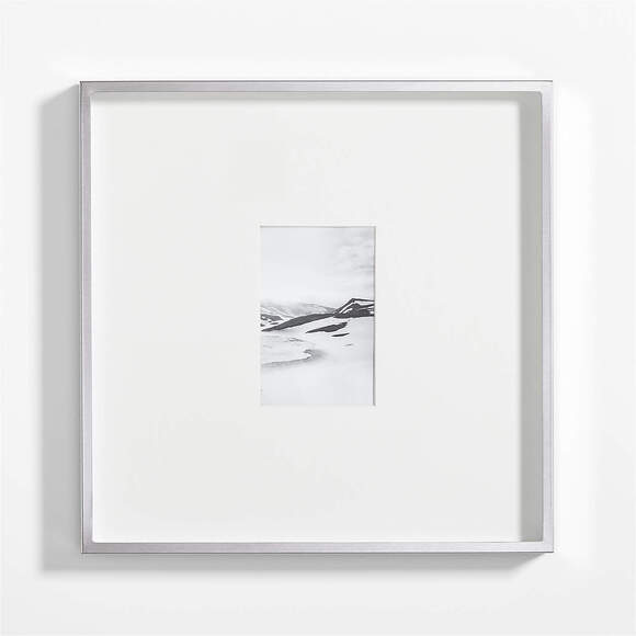 Crate&Barrel Brushed Silver Metal Picture Frame – 15x15 w/ 4x6 Mat – NWT Boxed - Picture 1 of 1